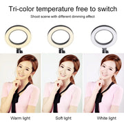 Anello luce selfie LED 16 cm con treppiede da tavolo