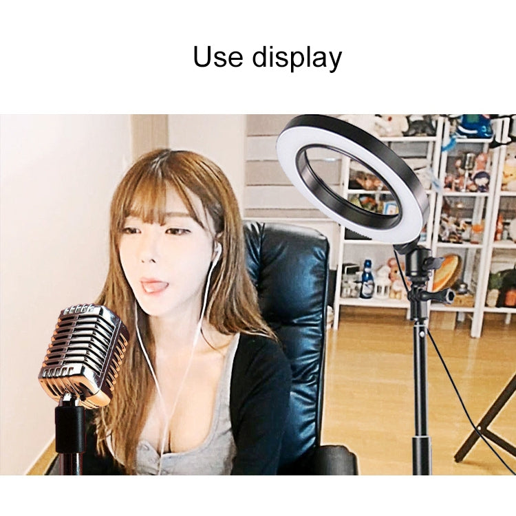 Anello luce selfie LED 16 cm con treppiede da tavolo