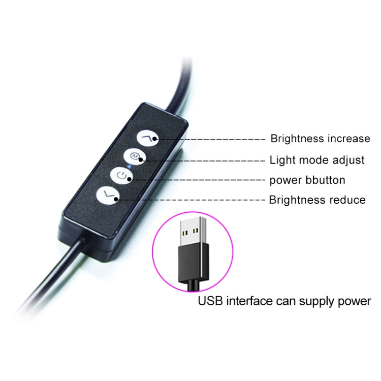 RK39 Luce di riempimento a doppio braccio con luminosità regolabile tricolore portatile con clip per telefono