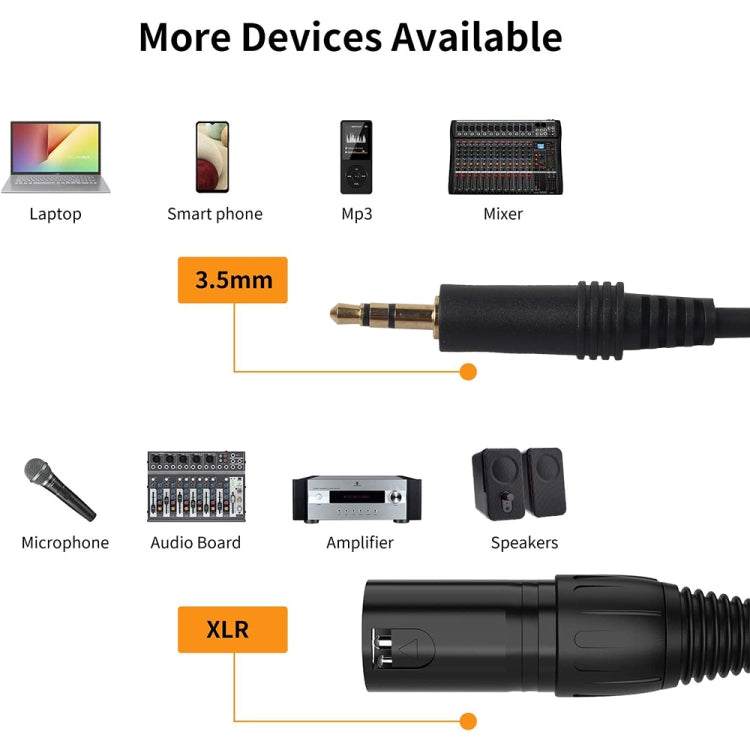 351930 3.5mm Male to XLR Male Microphone Audio Cable, Length: 3m