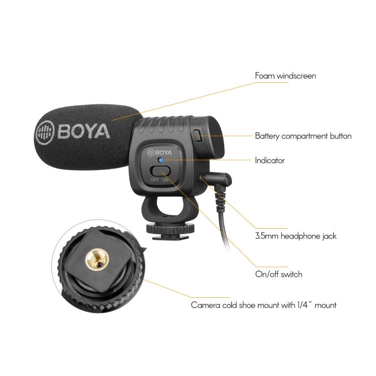 BOYA Mini microfono portatile a condensatore per registrazione video dal vivo per DSLR / smartphone