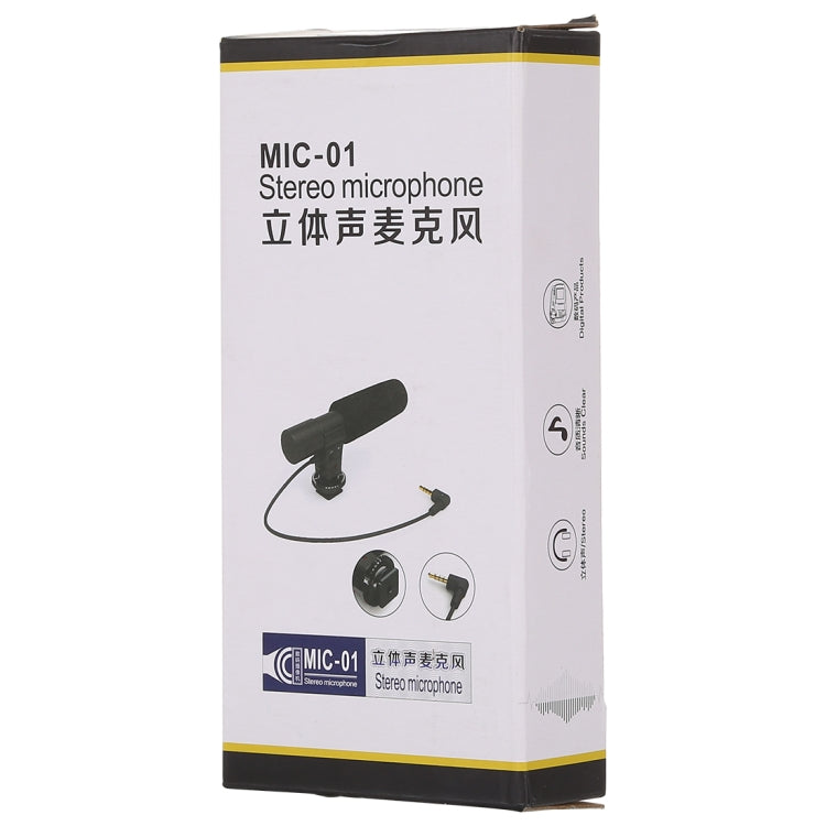 MIC-02 Microfono stereo chiaro con frequenza 30-18.000 Hz per smartphone, lunghezza cavo: 28 cm