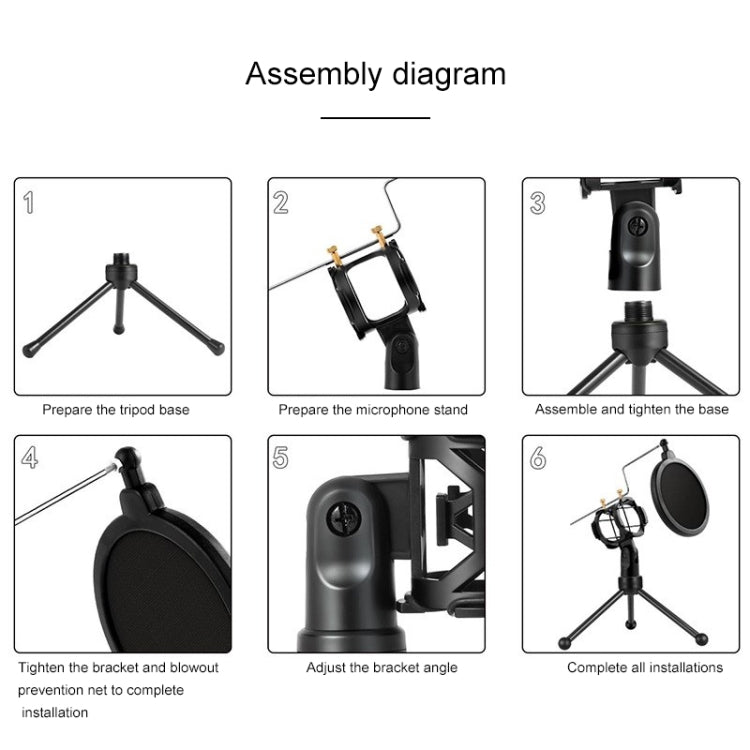 Yanmai PS-3 Mini Portable Microphone Anti-Shock Anti-Net Desktop Stand