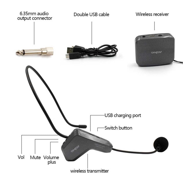 ASiNG WM01 Microfono pickup elettronico per trasmissione audio wireless da 2,4 GHz, distanza di trasmissione: 50 m, WM01