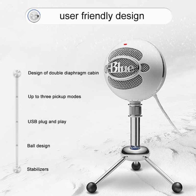 Microfono per registrazione con ancoraggio a condensatore USB Logitech Blue Snowball, Blue Snowball