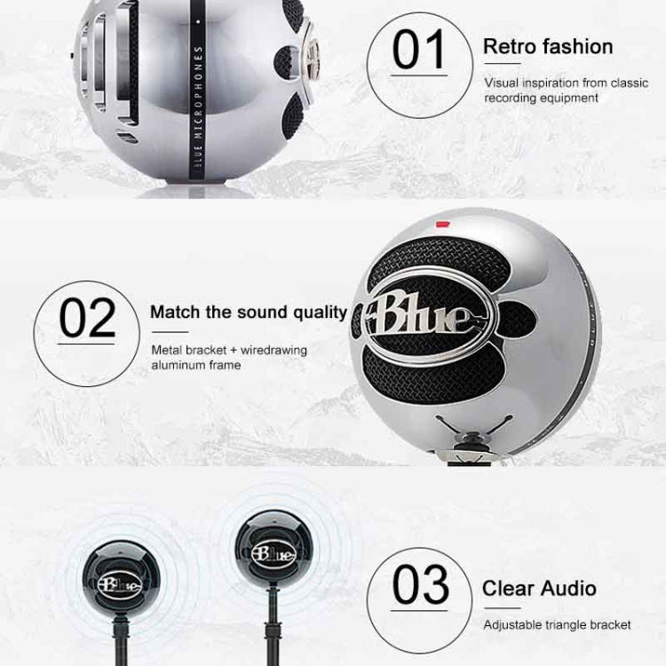 Microfono per registrazione con ancoraggio a condensatore USB Logitech Blue Snowball, Blue Snowball