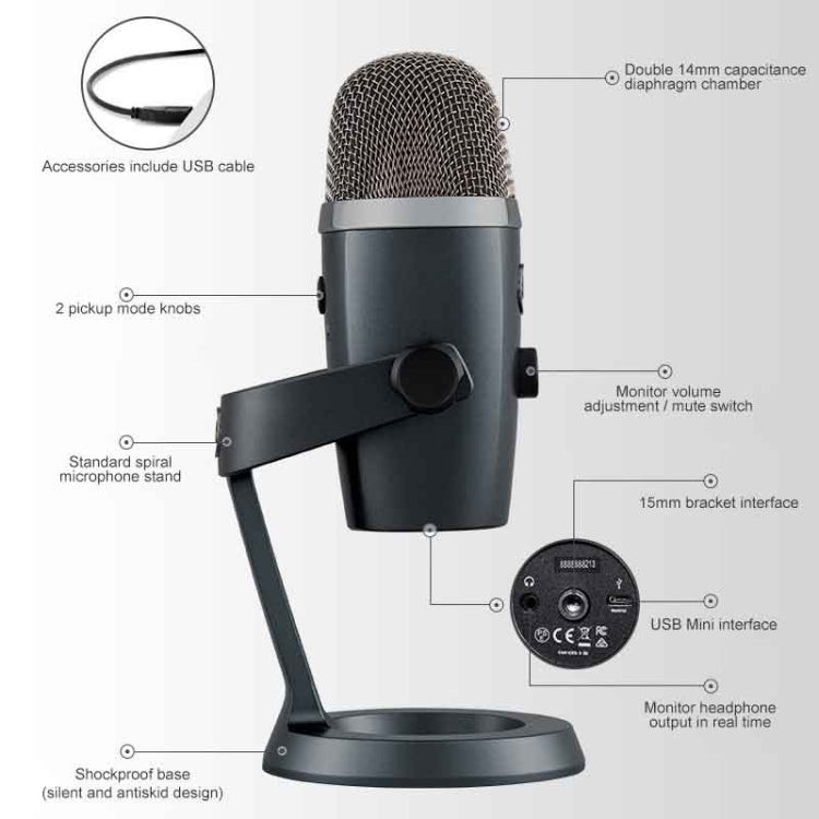 Logitech Blue Yeti Nano Digital Condenser USB Live Broadcast Microphone, Blue Yeti Nano