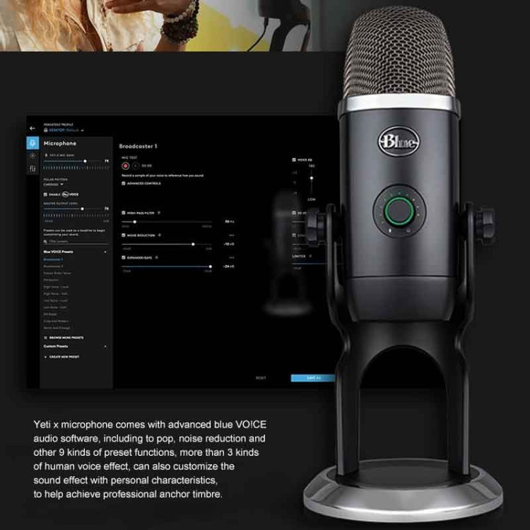 Microfono per trasmissione live con registrazione USB a condensatore Logitech Blue Yeti X, Blue Yeti X