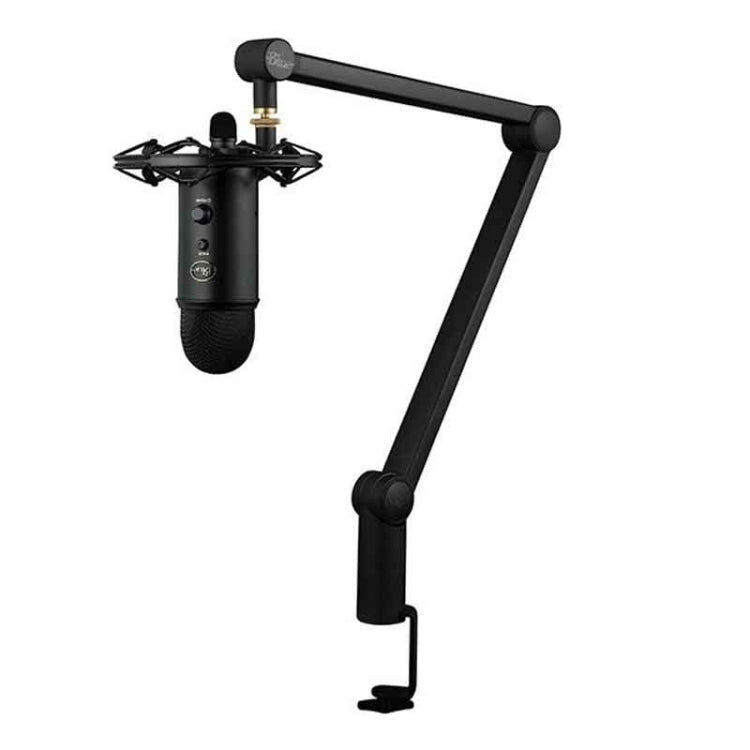 Logitech Blue Yeticaster USB Microphone + Shock Mount + Clip-on Cantilever Bracket Set for Live Broadcast, Blue Yeticaster