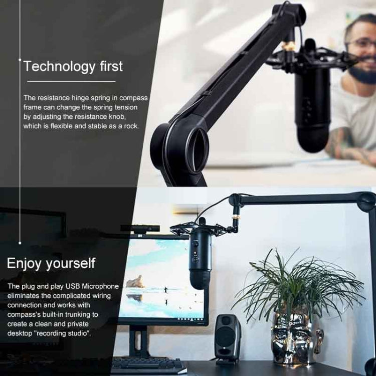 Logitech Blue Yeticaster USB Microphone + Shock Mount + Clip-on Cantilever Bracket Set for Live Broadcast, Blue Yeticaster