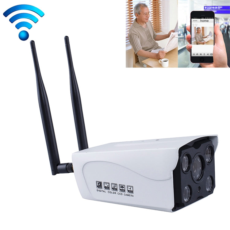 J-02100 Telecamera IP WiFi wireless intelligente con doppia antenna da 1,0 MP, supporto per visione notturna a infrarossi e scheda TF (64 GB massimo), J-02100