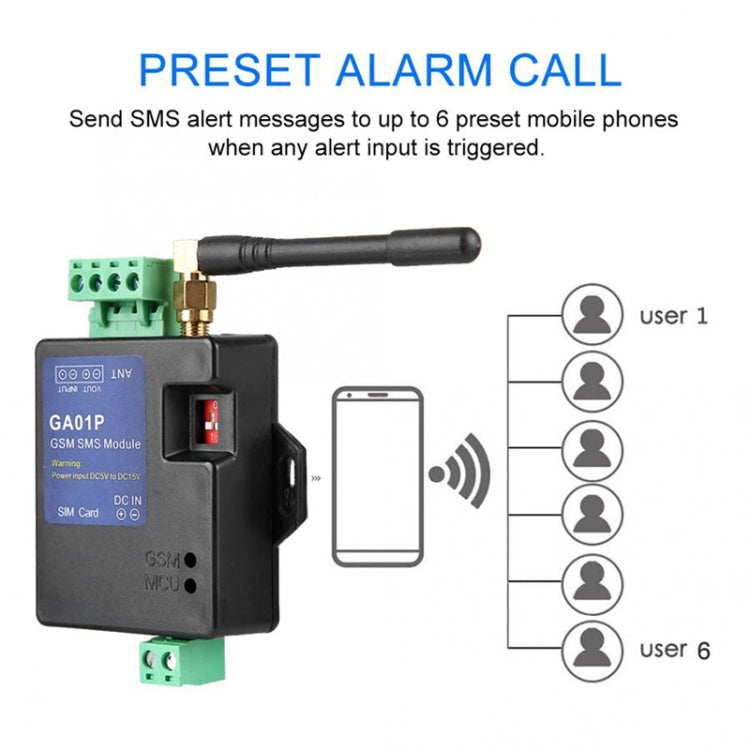 GA01P Mini modulo di allarme per telefono SMS GSM con spegnimento intelligente, GA01P