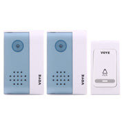 VOYE V004B2 Campanello wireless per casa con musica intelligente con doppio ricevitore, distanza telecomando: 120 m (all'aperto), V004B2