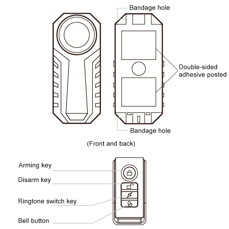 KS-SF22R Allarme antifurto con sensore antifurto a vibrazione wireless impermeabile IP55 da 113 dB con telecomando per veicolo/bicicletta/bicicletta elettrica, KS-SF22R