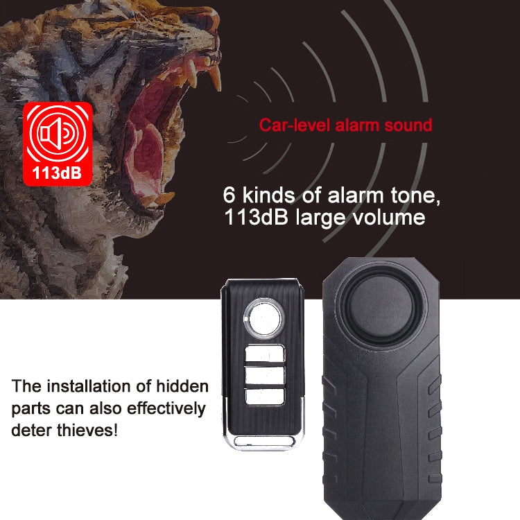 KS-SF22R Allarme antifurto con sensore antifurto a vibrazione wireless impermeabile IP55 da 113 dB con telecomando per veicolo/bicicletta/bicicletta elettrica, KS-SF22R