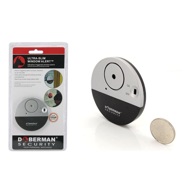 DOBERMAN SE-0106 Allarme per porte/finestre rotonde ultrasottili Rileva allarme con sensore di vibrazione per allarmi domestici Sicurezza