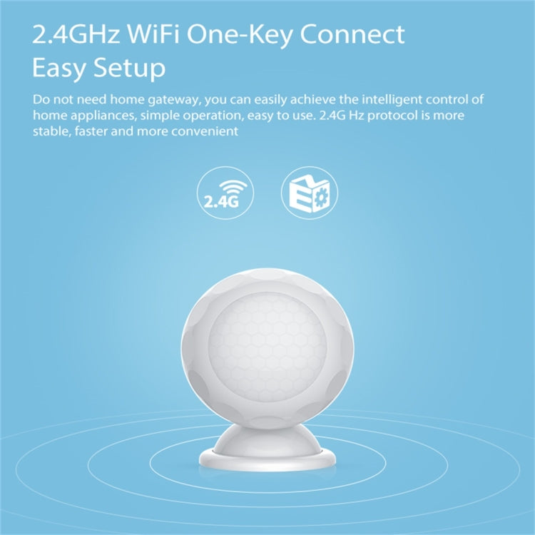 NEO NAS-PD02W Sensore di movimento rilevatore PIR WiFi wireless, con staffa magnetica e supporto per sistemi Android/IOS e LED rosso ultraluminoso