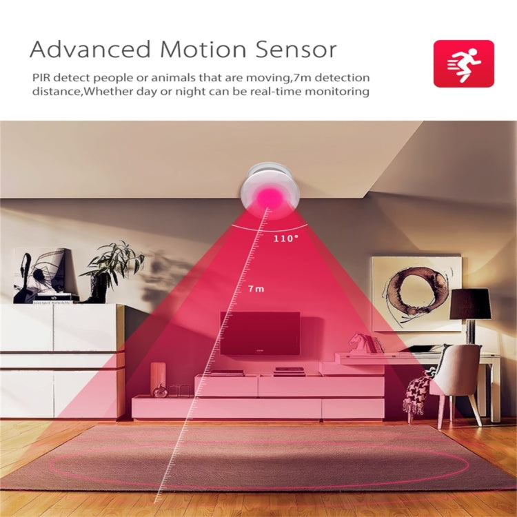 NEO NAS-PD02W Sensore di movimento rilevatore PIR WiFi wireless, con staffa magnetica e supporto per sistemi Android/IOS e LED rosso ultraluminoso
