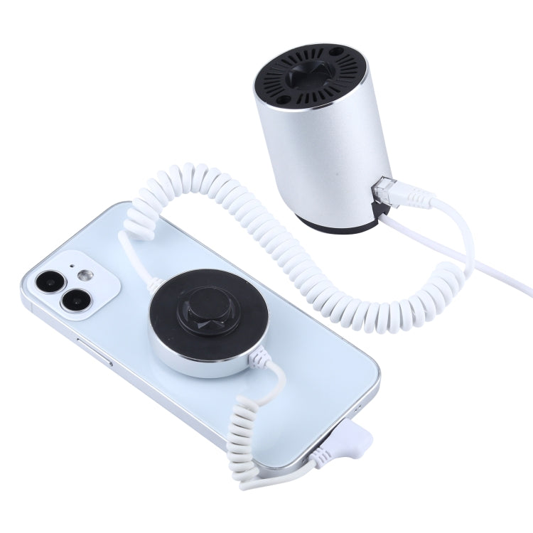 Espositore cilindrico con guscio in alluminio Sistema di sicurezza magnetico digitale Allarme antifurto/Supporto per display allarme antifurto per iPhone, iPod e iPad con porta a 8 pin, Cylindrical 8 Pin