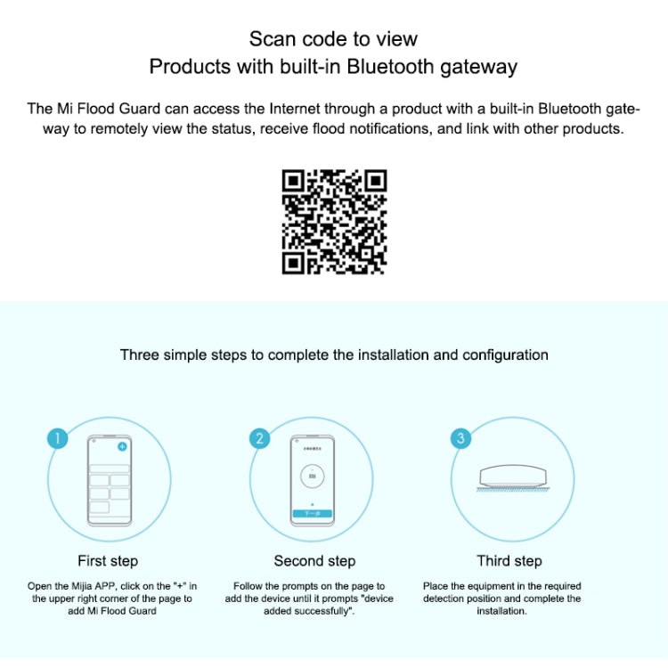 La protezione antiallagamento Bluetooth wireless originale Xiaomi rileva in modo intelligente le perdite d'acqua App di collegamento dell'altoparlante Xiaoai per ricordare a distanza la casa intelligente, deve essere utilizzata con CA1001