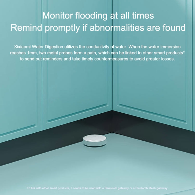La protezione antiallagamento Bluetooth wireless originale Xiaomi rileva in modo intelligente le perdite d'acqua App di collegamento dell'altoparlante Xiaoai per ricordare a distanza la casa intelligente, deve essere utilizzata con CA1001
