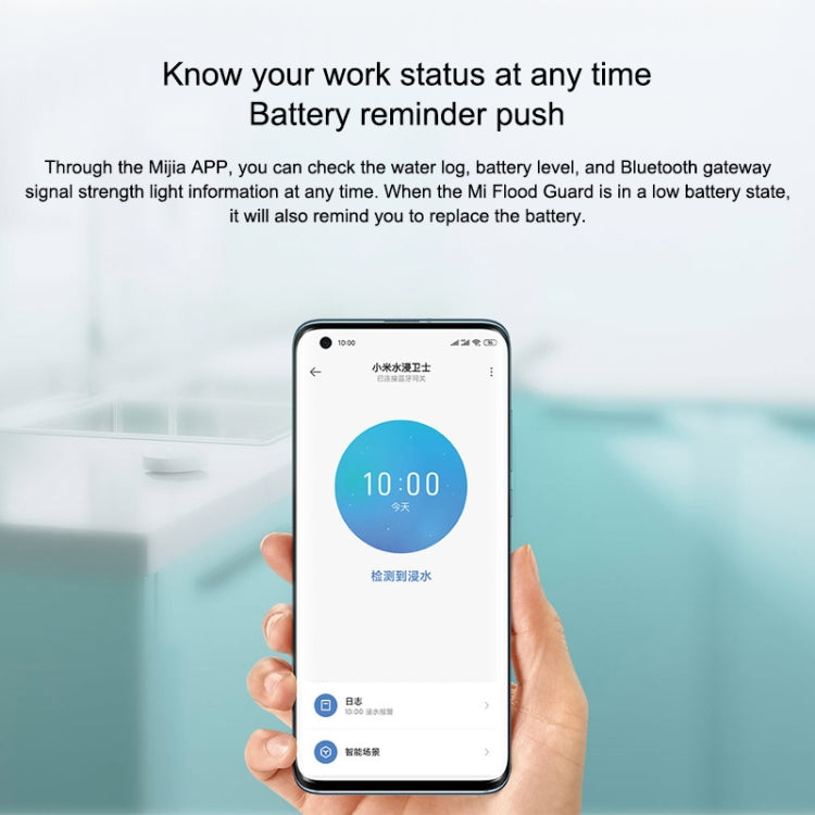 La protezione antiallagamento Bluetooth wireless originale Xiaomi rileva in modo intelligente le perdite d'acqua App di collegamento dell'altoparlante Xiaoai per ricordare a distanza la casa intelligente, deve essere utilizzata con CA1001