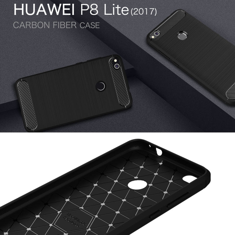 Per Huawei P8 Lite (2017) Custodia protettiva in TPU antiurto con struttura in fibra di carbonio spazzolata, Huawei P8 Lite (2017), For P8 Lite (2017)