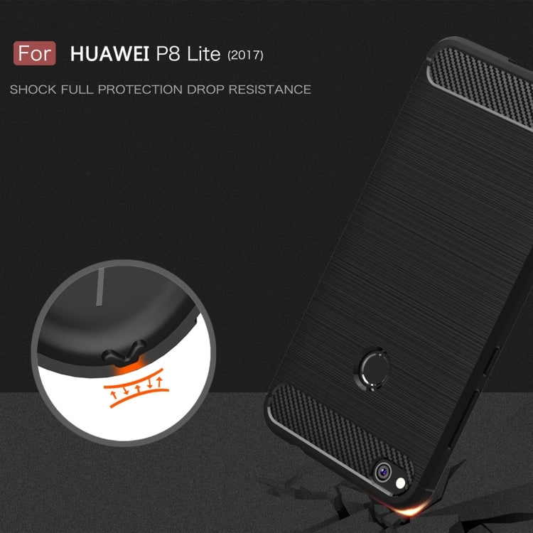 Per Huawei P8 Lite (2017) Custodia protettiva in TPU antiurto con struttura in fibra di carbonio spazzolata, Huawei P8 Lite (2017), For P8 Lite (2017)