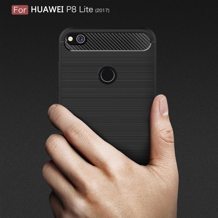 Per Huawei P8 Lite (2017) Custodia protettiva in TPU antiurto con struttura in fibra di carbonio spazzolata, Huawei P8 Lite (2017), For P8 Lite (2017)
