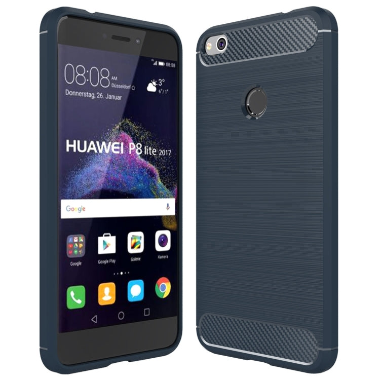 Per Huawei P8 Lite (2017) Custodia protettiva in TPU antiurto con struttura in fibra di carbonio spazzolata, Huawei P8 Lite (2017), For P8 Lite (2017)