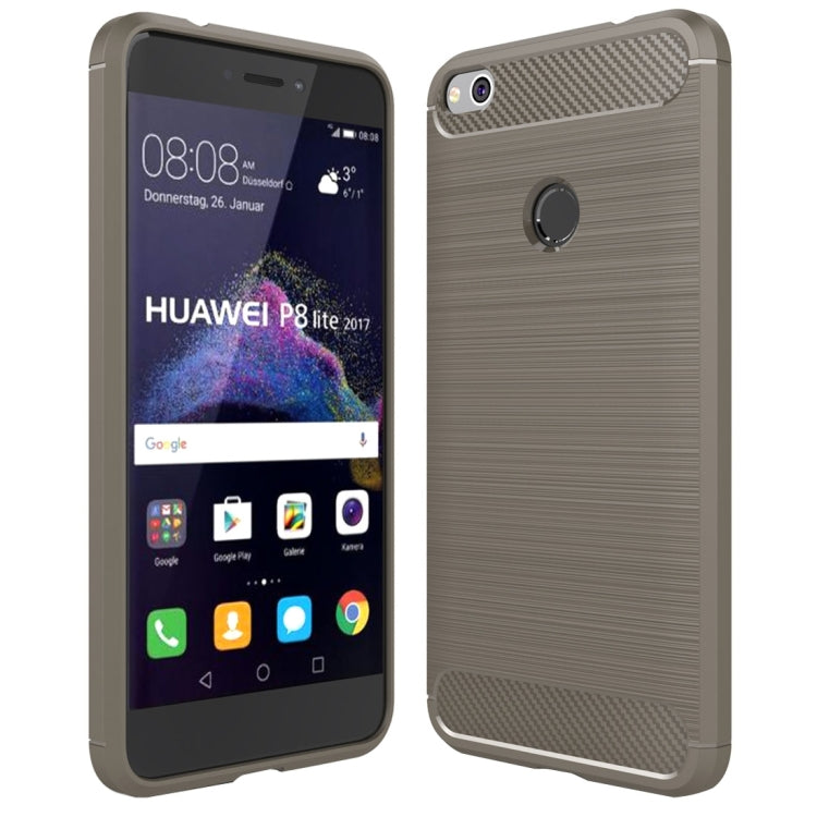 Per Huawei P8 Lite (2017) Custodia protettiva in TPU antiurto con struttura in fibra di carbonio spazzolata, Huawei P8 Lite (2017), For P8 Lite (2017)