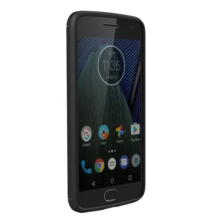 Per Motorola Moto G5 Plus Custodia protettiva in TPU antiurto con struttura in fibra di carbonio spazzolata, For Moto G5 Plus