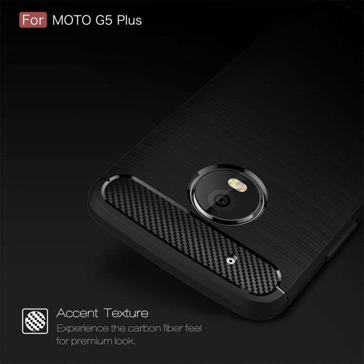 Per Motorola Moto G5 Plus Custodia protettiva in TPU antiurto con struttura in fibra di carbonio spazzolata, For Moto G5 Plus