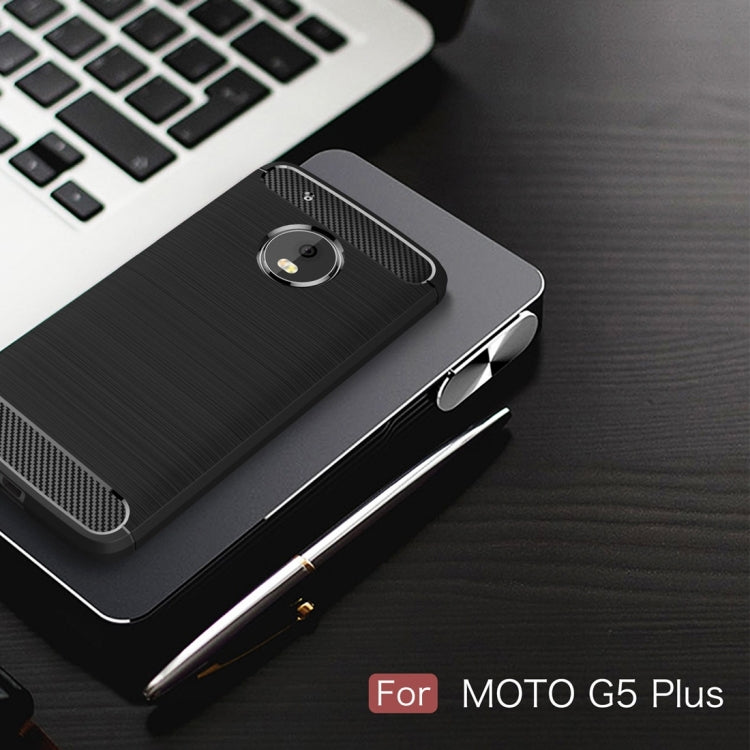Per Motorola Moto G5 Plus Custodia protettiva in TPU antiurto con struttura in fibra di carbonio spazzolata, For Moto G5 Plus