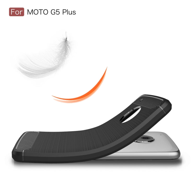 Per Motorola Moto G5 Plus Custodia protettiva in TPU antiurto con struttura in fibra di carbonio spazzolata, For Moto G5 Plus
