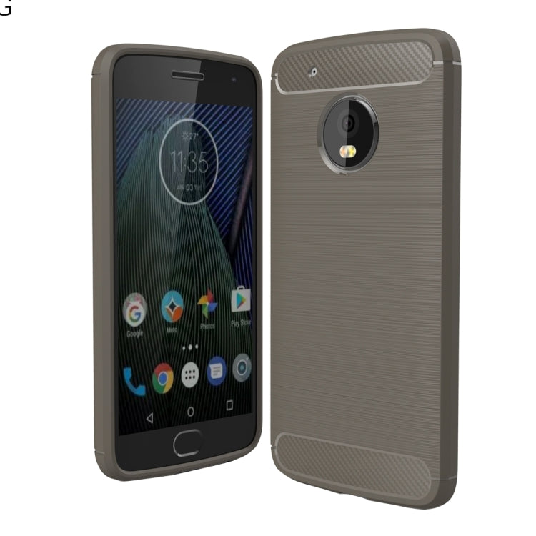 Per Motorola Moto G5 Plus Custodia protettiva in TPU antiurto con struttura in fibra di carbonio spazzolata, For Moto G5 Plus