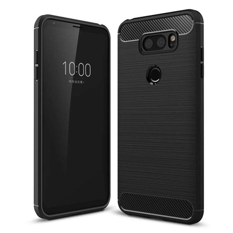 Per LG V30 Custodia protettiva per armatura robusta in TPU antiurto in fibra di carbonio con texture spazzolata, For LG V30, For V30