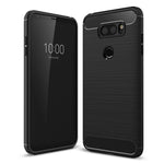 Per LG V30 Custodia protettiva per armatura robusta in TPU antiurto in fibra di carbonio con texture spazzolata, For LG V30, For V30