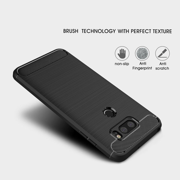 Per LG V30 Custodia protettiva per armatura robusta in TPU antiurto in fibra di carbonio con texture spazzolata, For LG V30, For V30