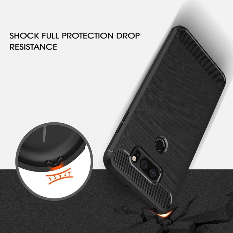 Per LG V30 Custodia protettiva per armatura robusta in TPU antiurto in fibra di carbonio con texture spazzolata, For LG V30, For V30