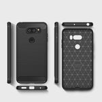 Per LG V30 Custodia protettiva per armatura robusta in TPU antiurto in fibra di carbonio con texture spazzolata, For LG V30, For V30