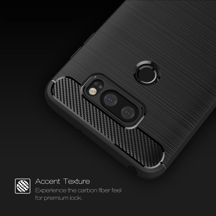 Per LG V30 Custodia protettiva per armatura robusta in TPU antiurto in fibra di carbonio con texture spazzolata, For LG V30, For V30