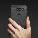 Per LG V30 Custodia protettiva per armatura robusta in TPU antiurto in fibra di carbonio con texture spazzolata, For LG V30, For V30