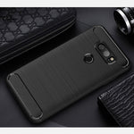Per LG V30 Custodia protettiva per armatura robusta in TPU antiurto in fibra di carbonio con texture spazzolata, For LG V30, For V30