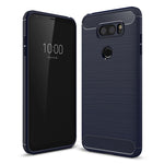Per LG V30 Custodia protettiva per armatura robusta in TPU antiurto in fibra di carbonio con texture spazzolata, For LG V30, For V30