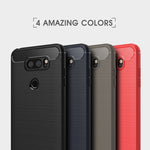 Per LG V30 Custodia protettiva per armatura robusta in TPU antiurto in fibra di carbonio con texture spazzolata, For LG V30, For V30