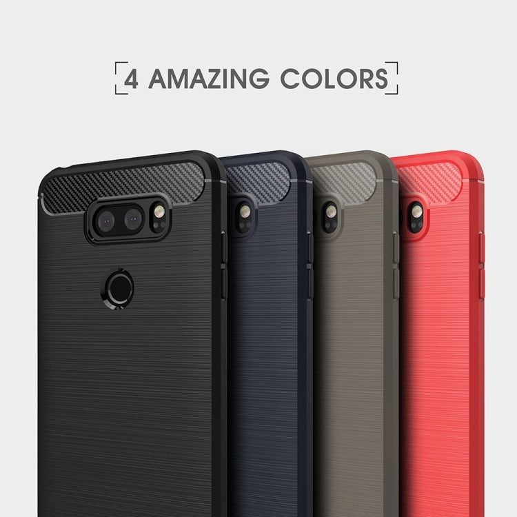 Per LG V30 Custodia protettiva per armatura robusta in TPU antiurto in fibra di carbonio con texture spazzolata, For LG V30, For V30