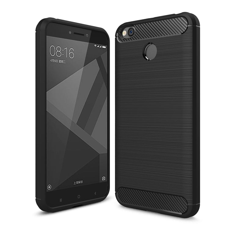 Per Xiaomi Redmi 4X Custodia protettiva in TPU antiurto con struttura in fibra di carbonio spazzolata, For Redmi 4X, Redmi 4X
