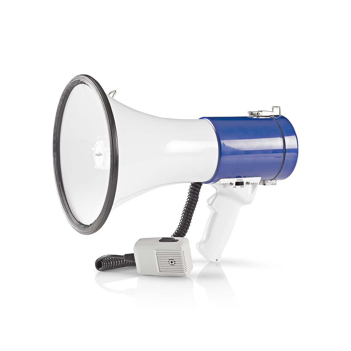 Megafono professionale 25W con microfono staccabile e sirena – Blu/Bianco MEPH200WT 8717534026292 ND6175