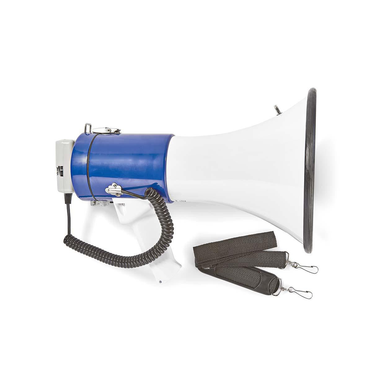 Megafono professionale 25W con microfono staccabile e sirena – Blu/Bianco MEPH200WT 8717534026292 ND6175